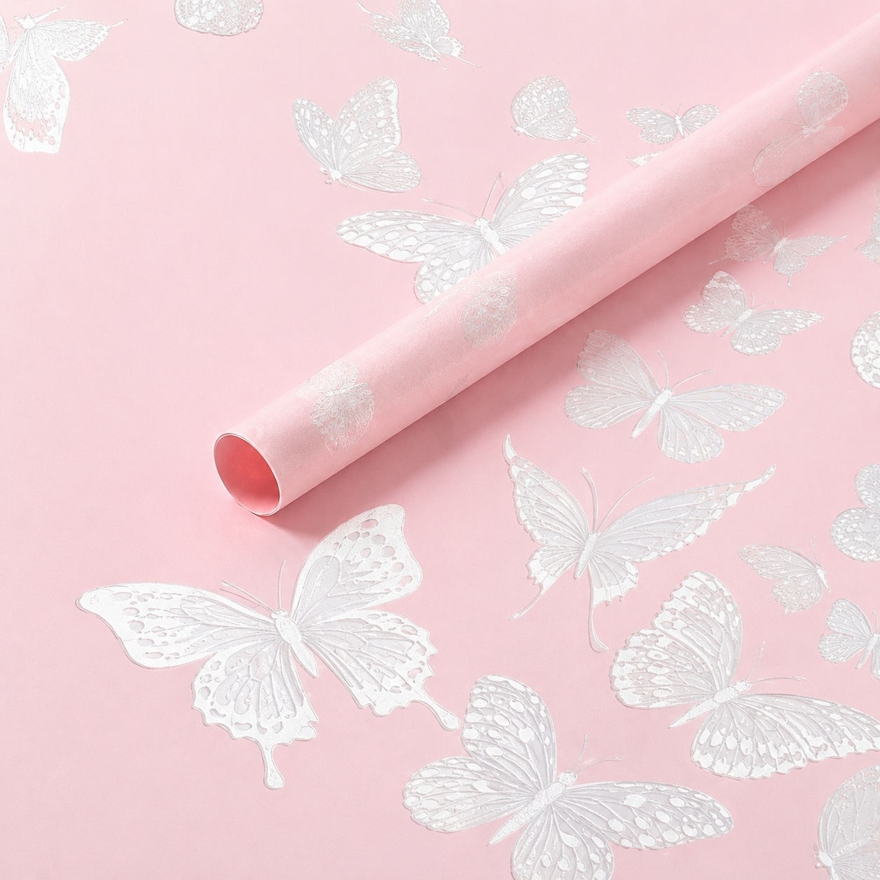 Papel Coreano 57x57cm Ibi Craft x20 Rosado con Mariposas - VV